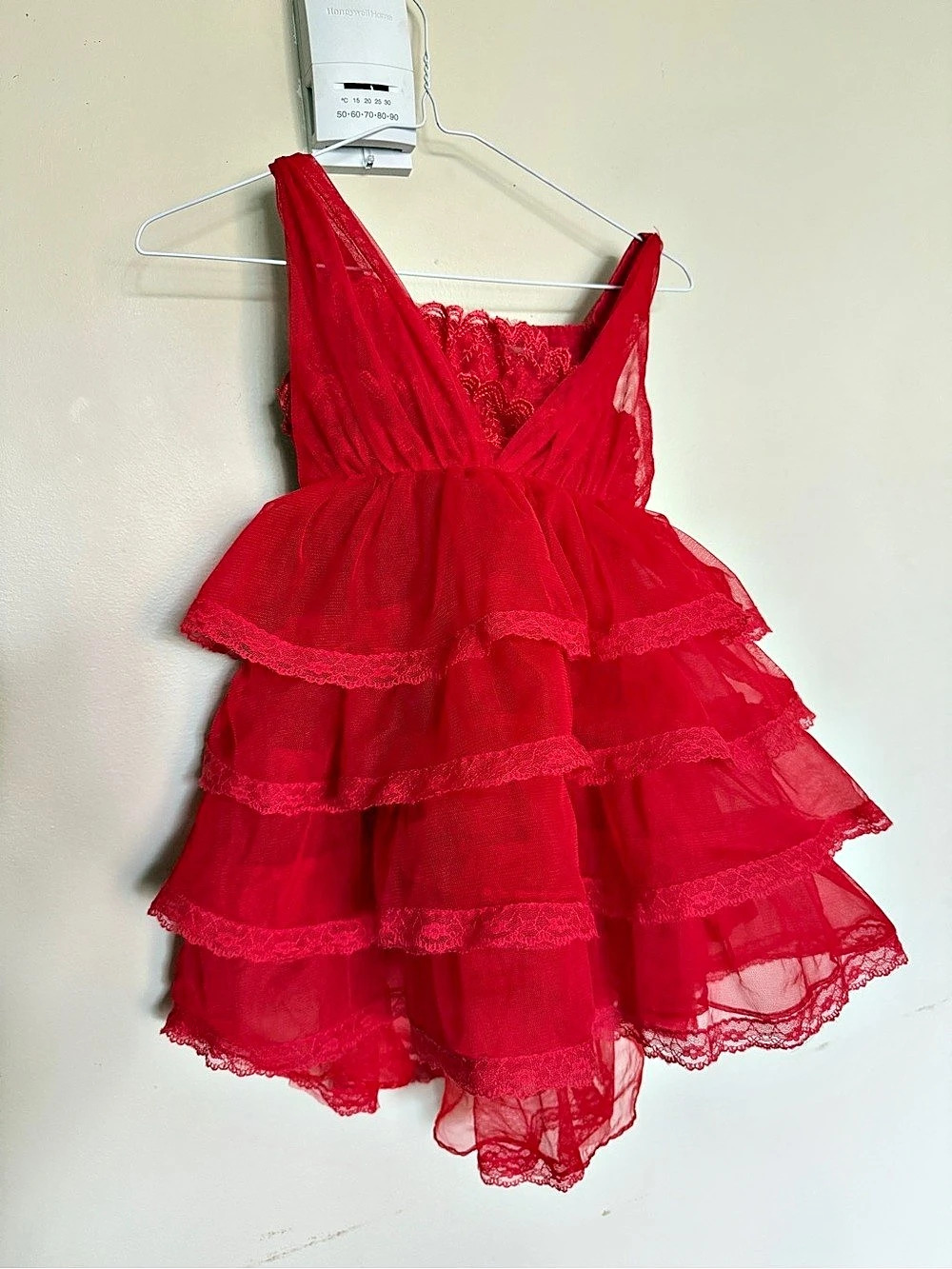 Red Ruffle Party Dress - Picture 4 of 7
